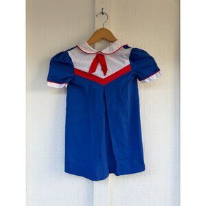 Vintage Sears Girls Sailor Dress Size 5 Blue Red White 70s 80s Sailor Moon Style
